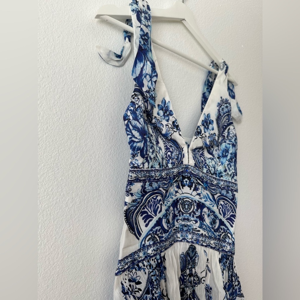 Camilla tie shoulder dress blue white glaze and graze Size Large - Picture 6 of 16